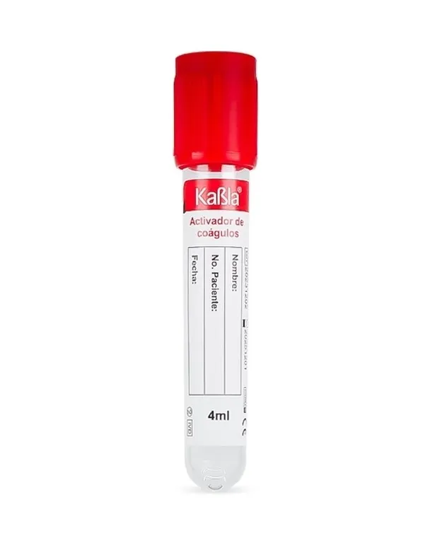 [KARO104] Tubo Vacutainer Rojo Con Activador de Coágulo 4 mL 100 tubos Kabla