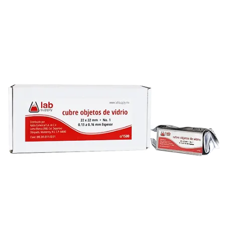 Cubreobjetos de Vidrio 22x22cm espesor 0.13 - 0.17mm 150 Piezas LabSuply